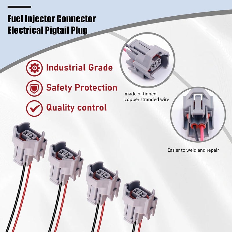 AuRandoo FIC2150 Fuel Injector Connector Electrical Pigtail Plug Compatible with Mitsubishi Nissan Toyota Subaru Quick Disconnect Pigtails 4PCS - Image 3